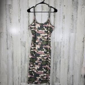 3/$15 Heart and hips colorful camo spaghetti strap dress women's size large